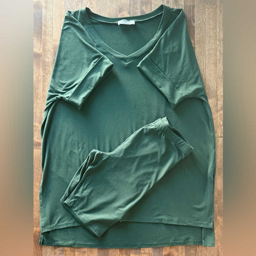 Zenana Super Soft Stretch Lounge Set Green Size Small NWOT